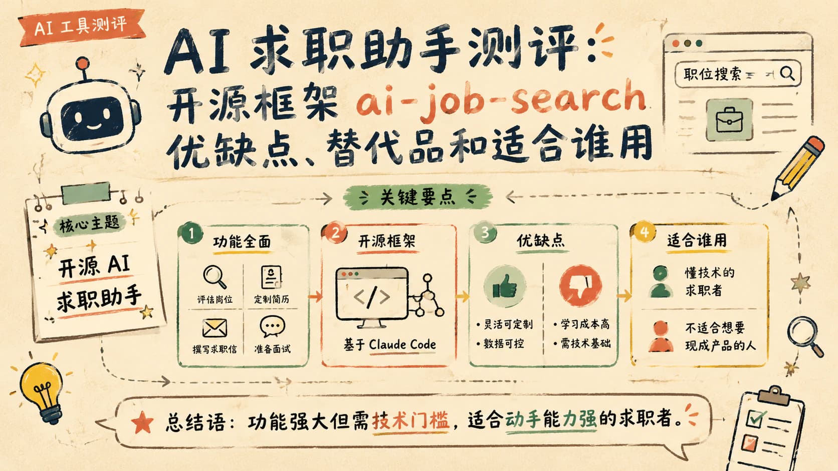 AI 求职助手测评：开源框架 ai-job-search 优缺点、替代品和适合谁用