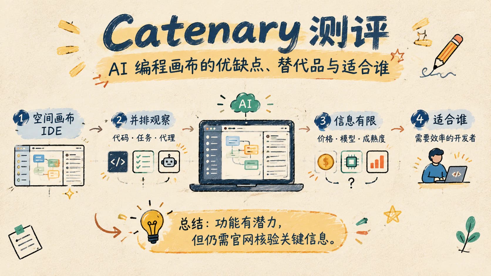 Catenary 测评：AI 编程画布的优缺点、替代品与适合谁