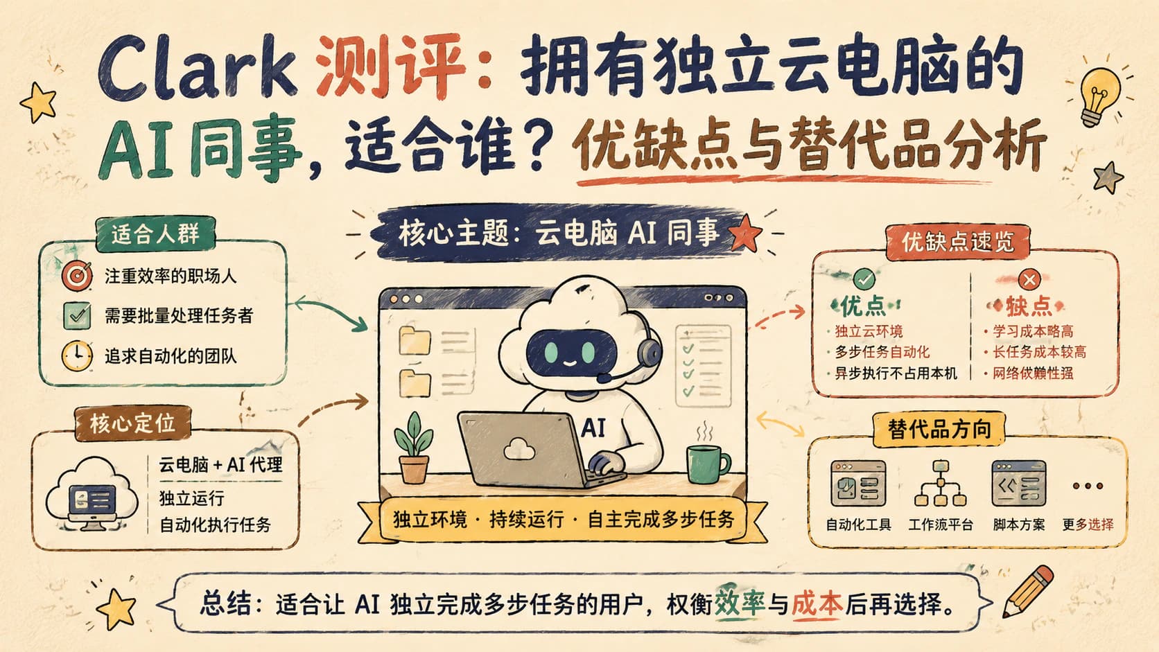 Clark 测评：拥有独立云电脑的 AI 同事，适合谁？优缺点与替代品分析