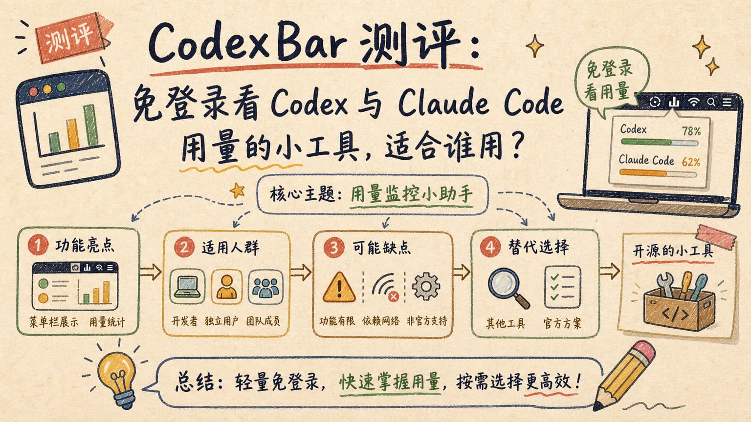 CodexBar 测评：免登录看 Codex 与 Claude Code 用量的小工具，适合谁用？