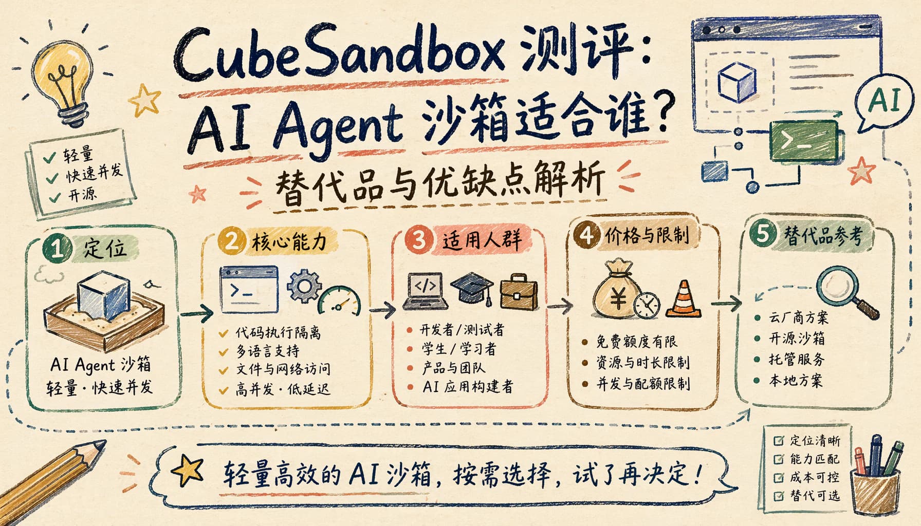 CubeSandbox 测评：AI Agent 沙箱适合谁？替代品与优缺点解析
