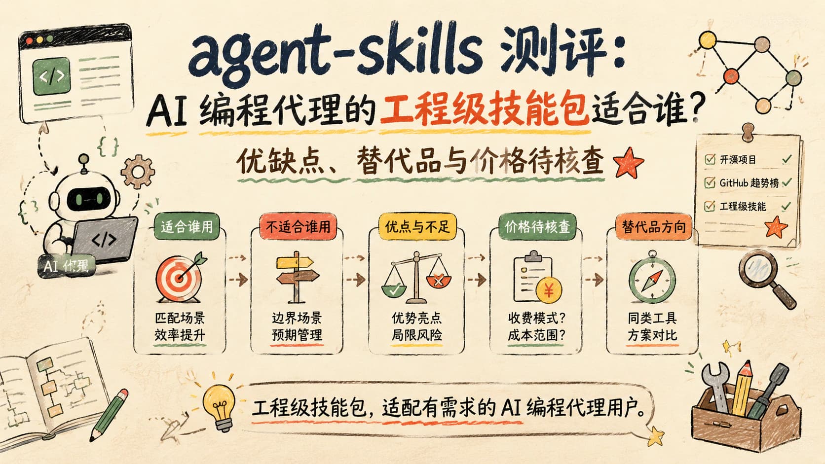 agent-skills 测评：AI 编程代理的工程级技能包适合谁？优缺点、替代品与价格待核查