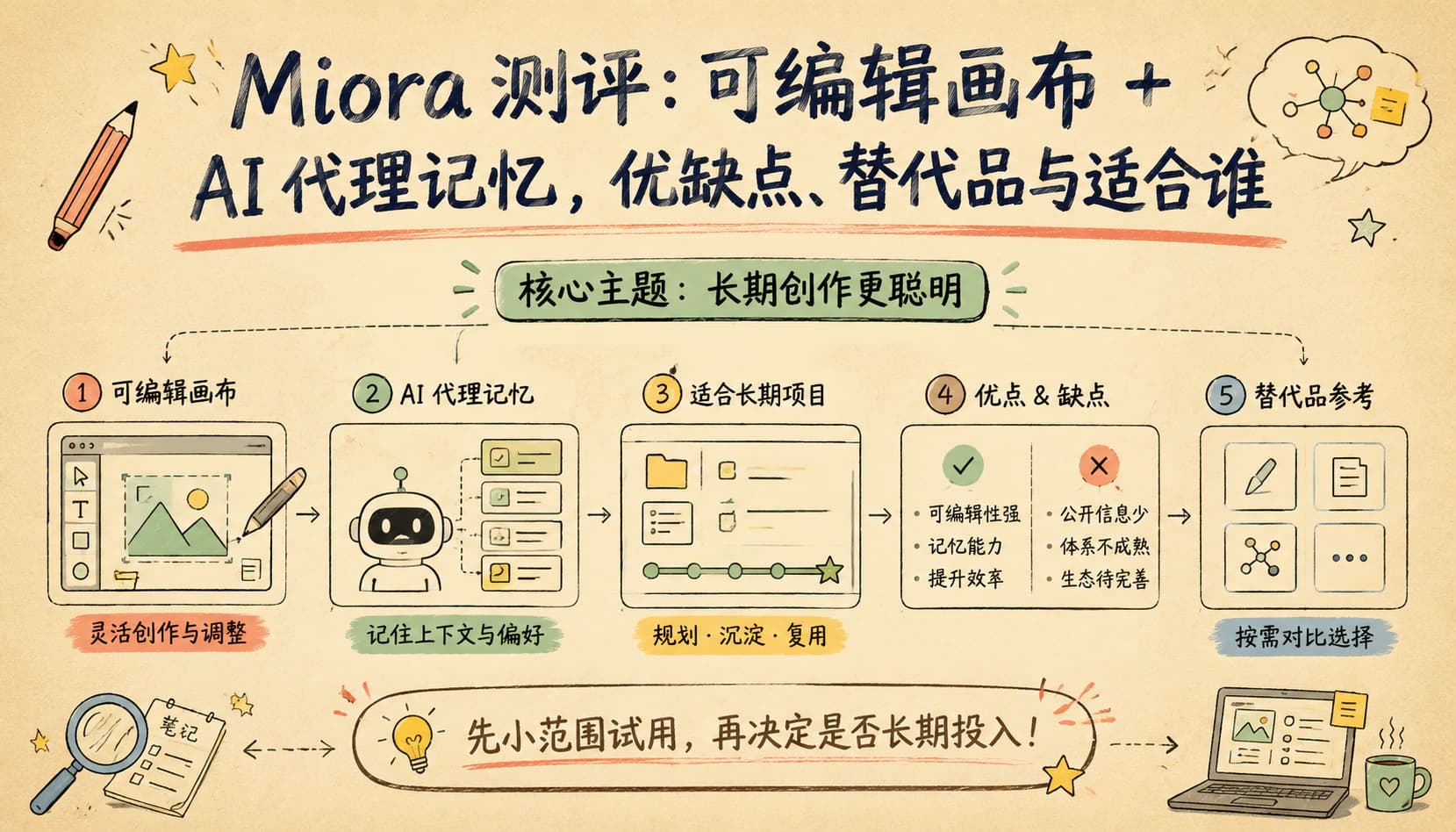 Miora 测评：可编辑画布 + AI 代理记忆，优缺点、替代品与适合谁