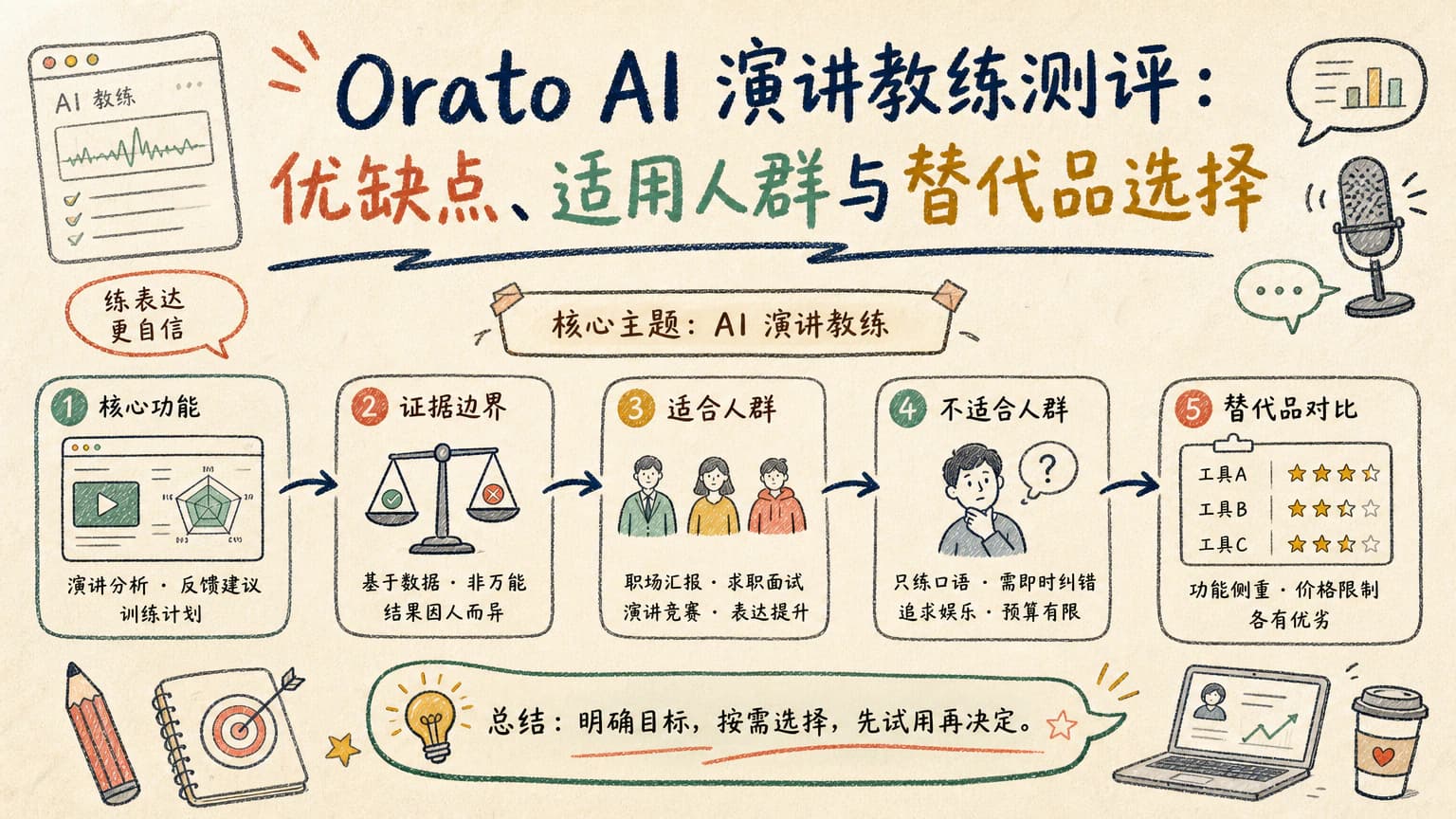 Orato AI 演讲教练测评：优缺点、适用人群与替代品选择