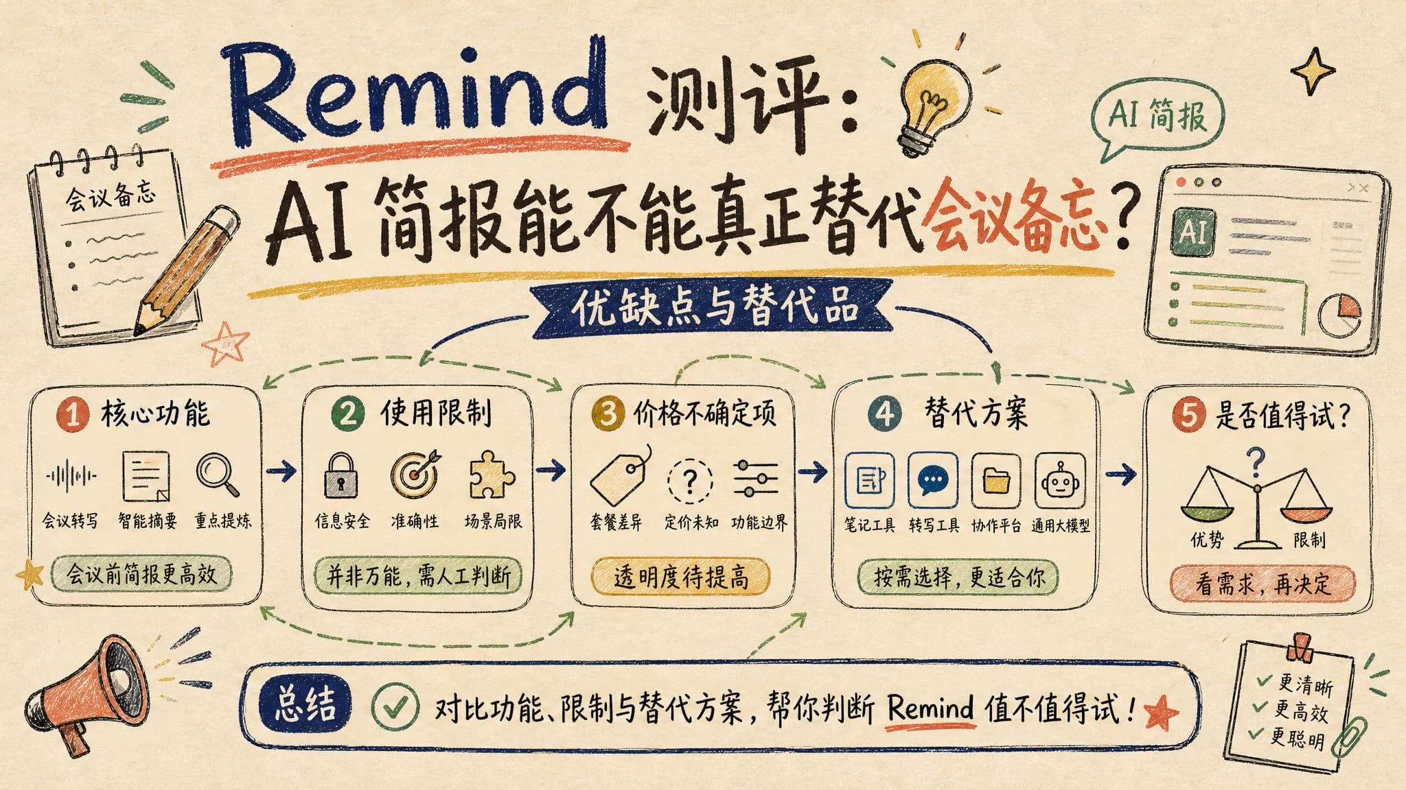 Remind 测评：AI 简报能不能真正替代会议备忘？优缺点与替代品