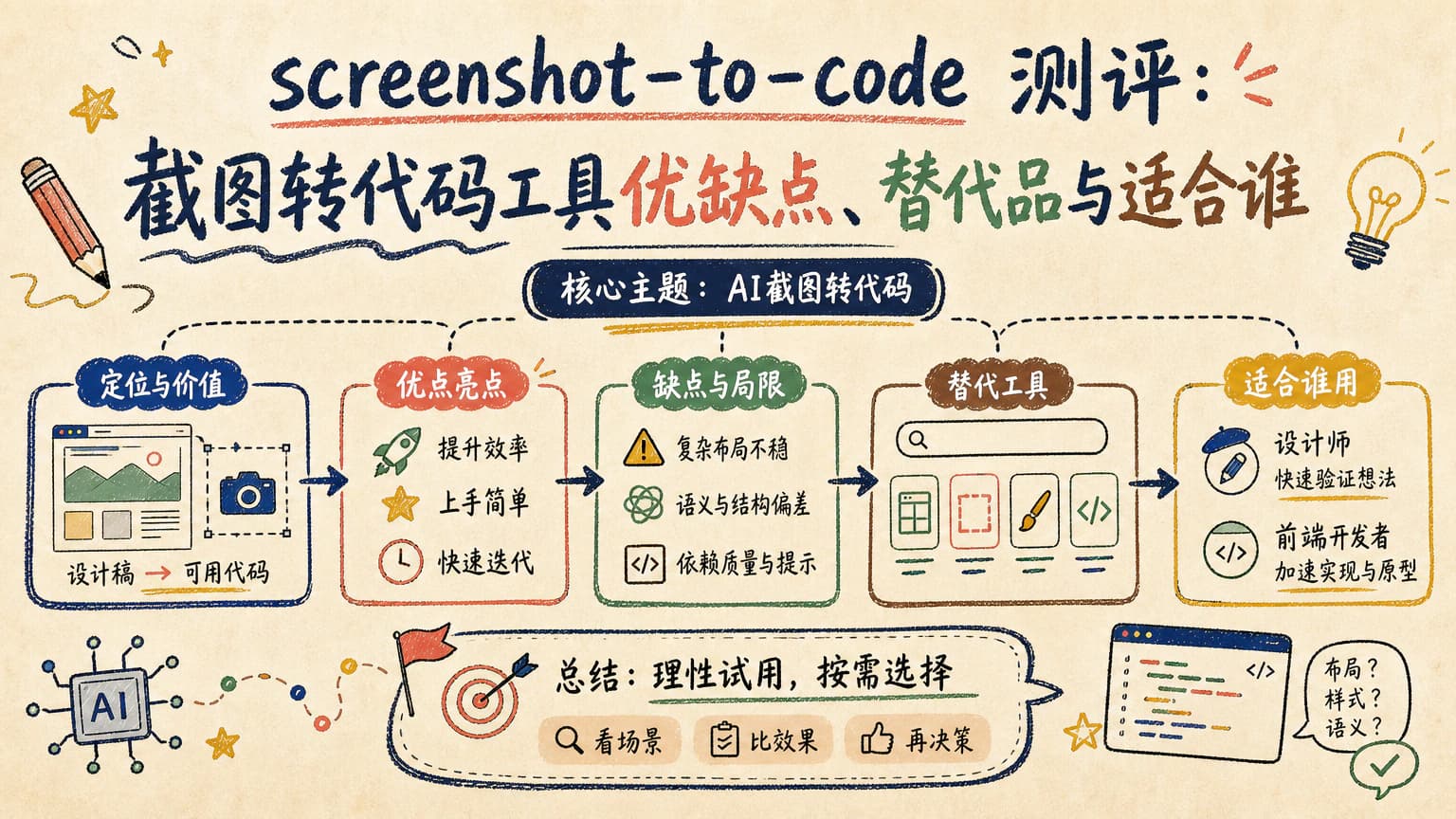 screenshot-to-code 测评：截图转代码工具优缺点、替代品与适合谁
