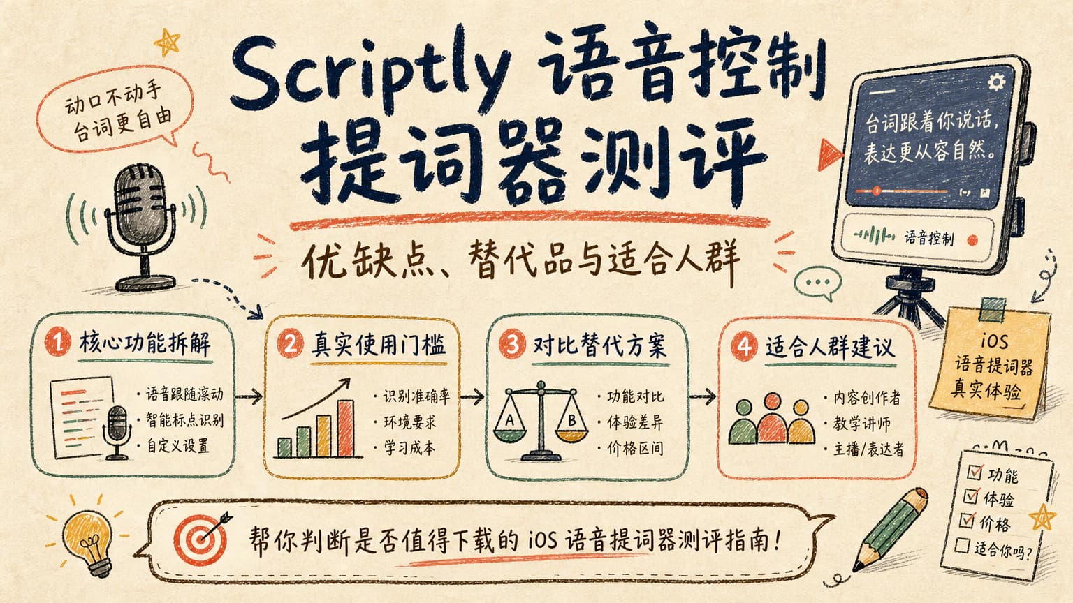 Scriptly 语音控制提词器测评：优缺点、替代品与适合人群