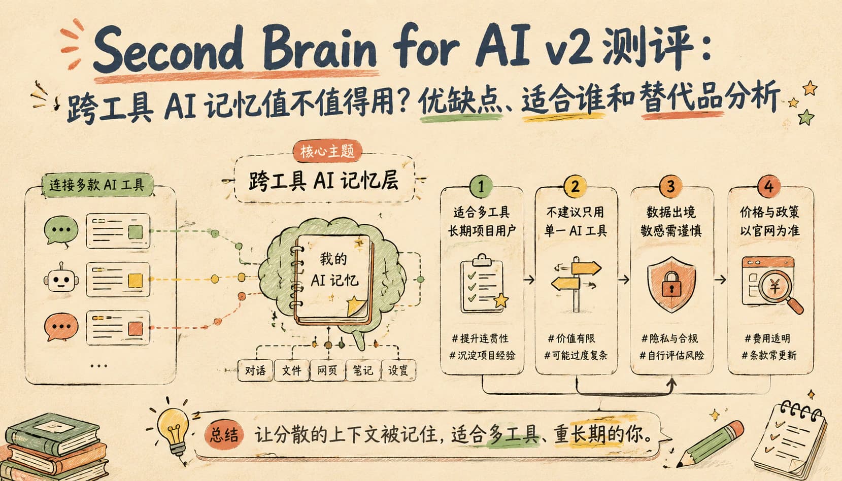 Second Brain for AI v2 测评：跨工具 AI 记忆值不值得用？优缺点、适合谁和替代品分析