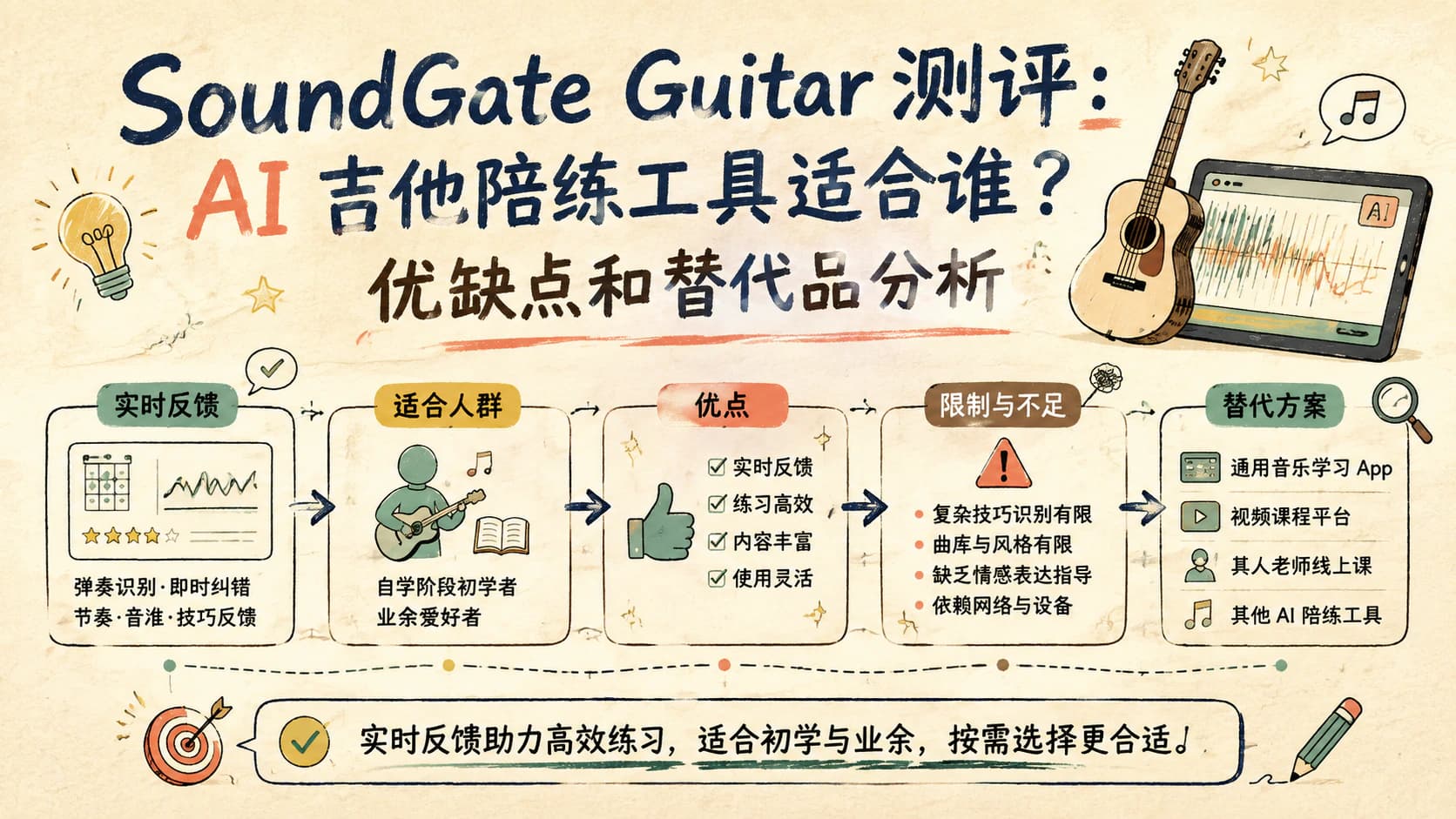 SoundGate Guitar 测评：AI 吉他陪练工具适合谁？优缺点和替代品分析
