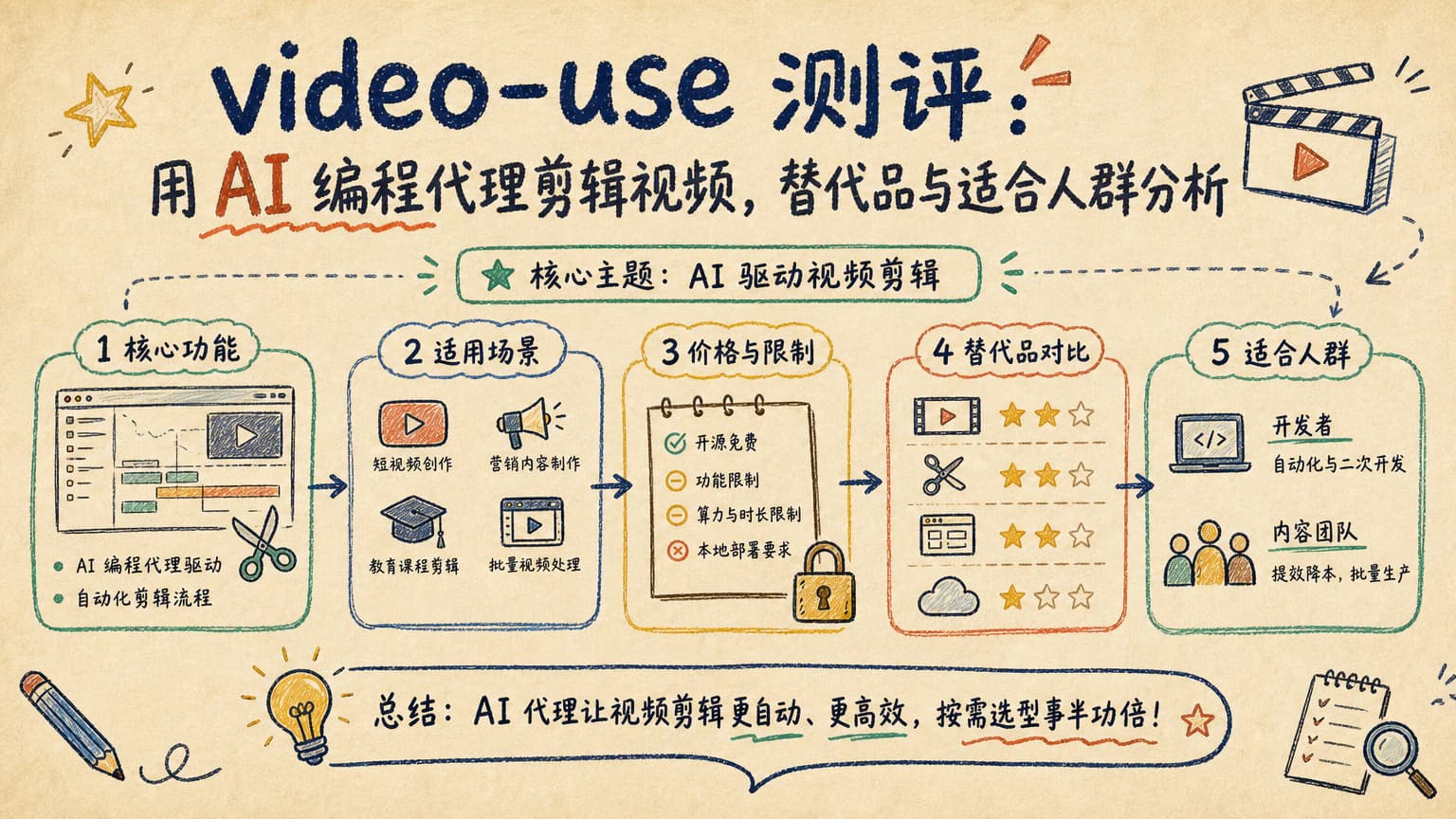 video-use 测评：用 AI 编程代理剪辑视频，替代品与适合人群分析