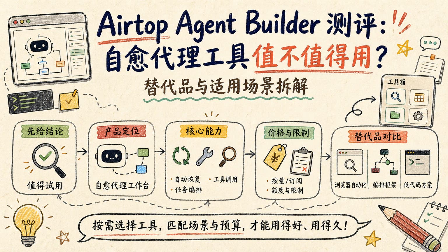 Airtop Agent Builder 测评:自愈代理工具值不值得用?替代品与适用场景拆解