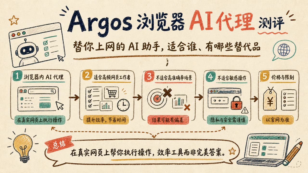 Argos 浏览器AI代理测评:替你上网的AI助手,适合谁、有哪些替代品
