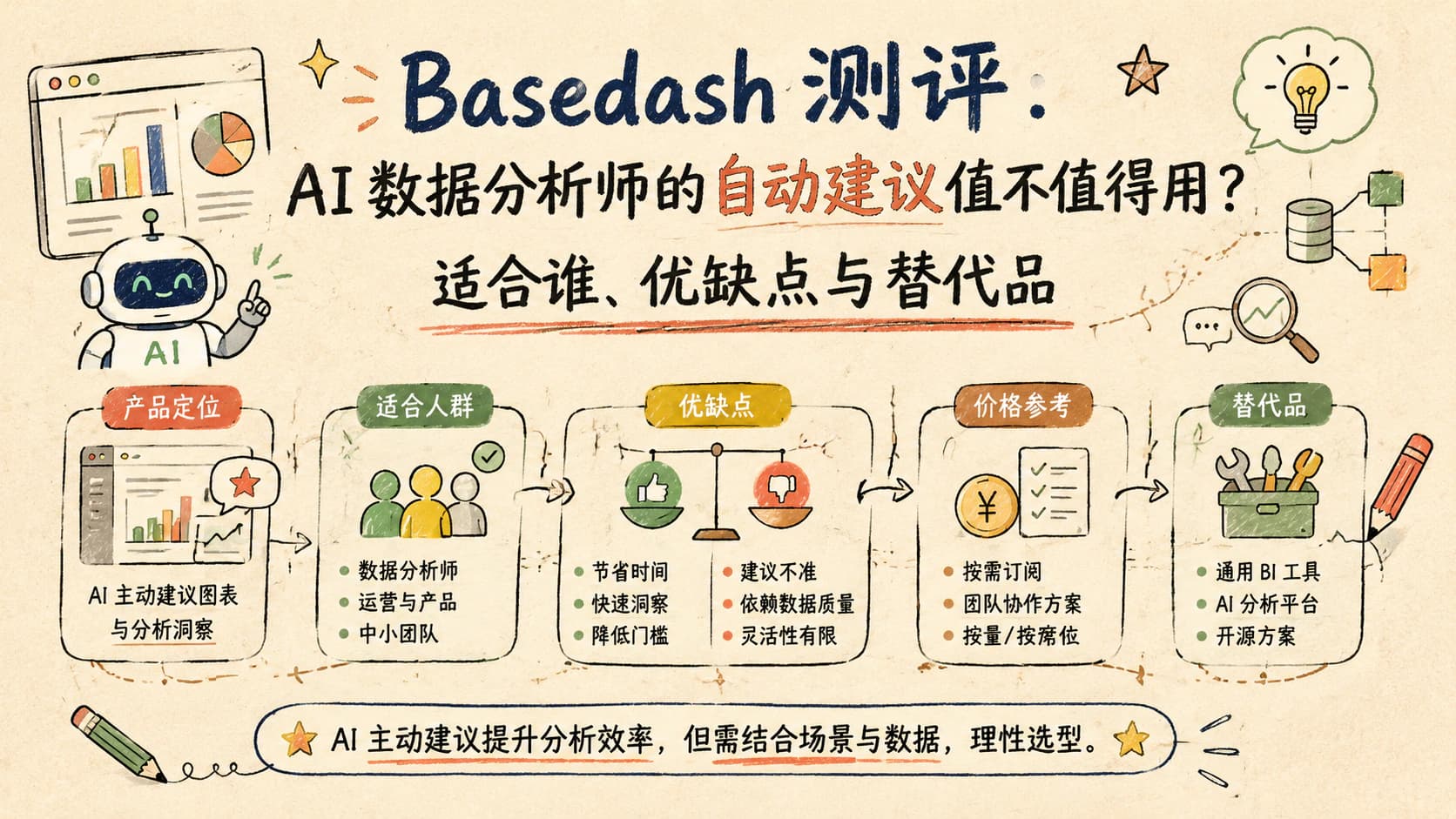 Basedash 测评:AI 数据分析师的自动建议值不值得用?适合谁、优缺点与替代品