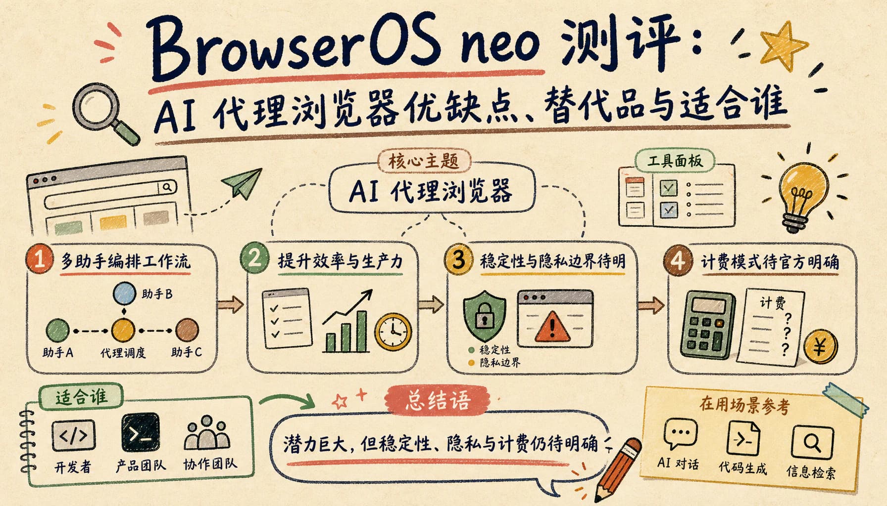 BrowserOS neo 测评:AI 代理浏览器优缺点、替代品与适合谁