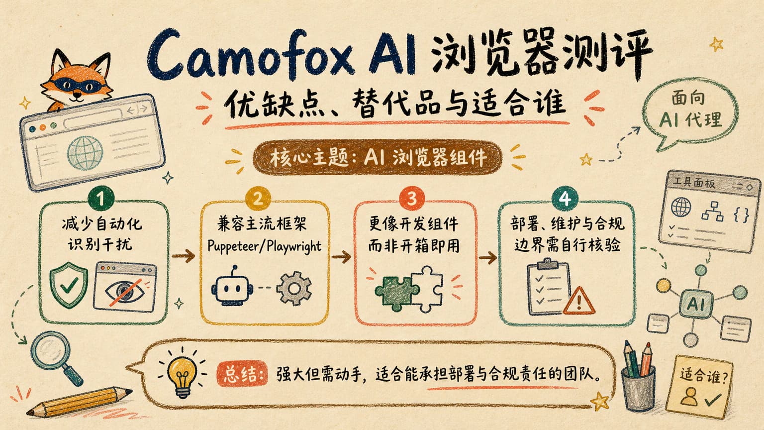 Camofox AI 浏览器测评:优缺点、替代品与适合谁