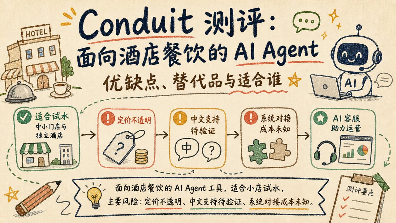 Conduit 测评:面向酒店餐饮的 AI Agent 优缺点、替代品与适合谁
