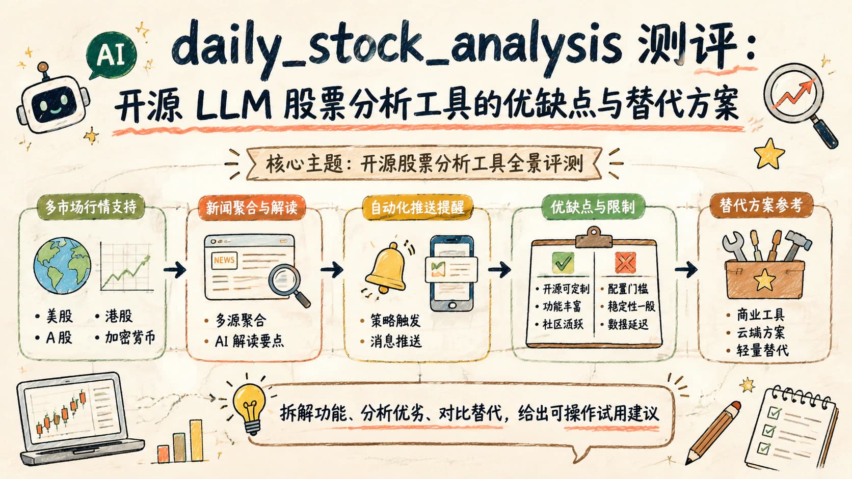 daily_stock_analysis 测评:开源 LLM 股票分析工具的优缺点与替代方案