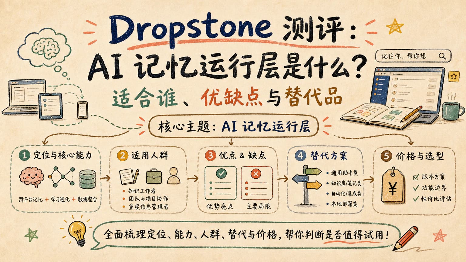Dropstone 测评:AI 记忆运行层是什么?适合谁、优缺点与替代品