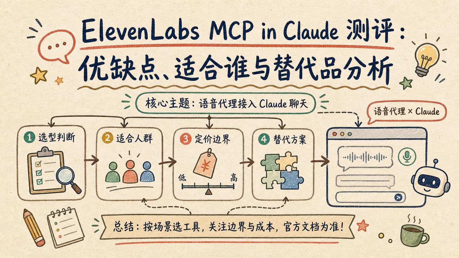 ElevenLabs MCP in Claude 测评:优缺点、适合谁与替代品分析