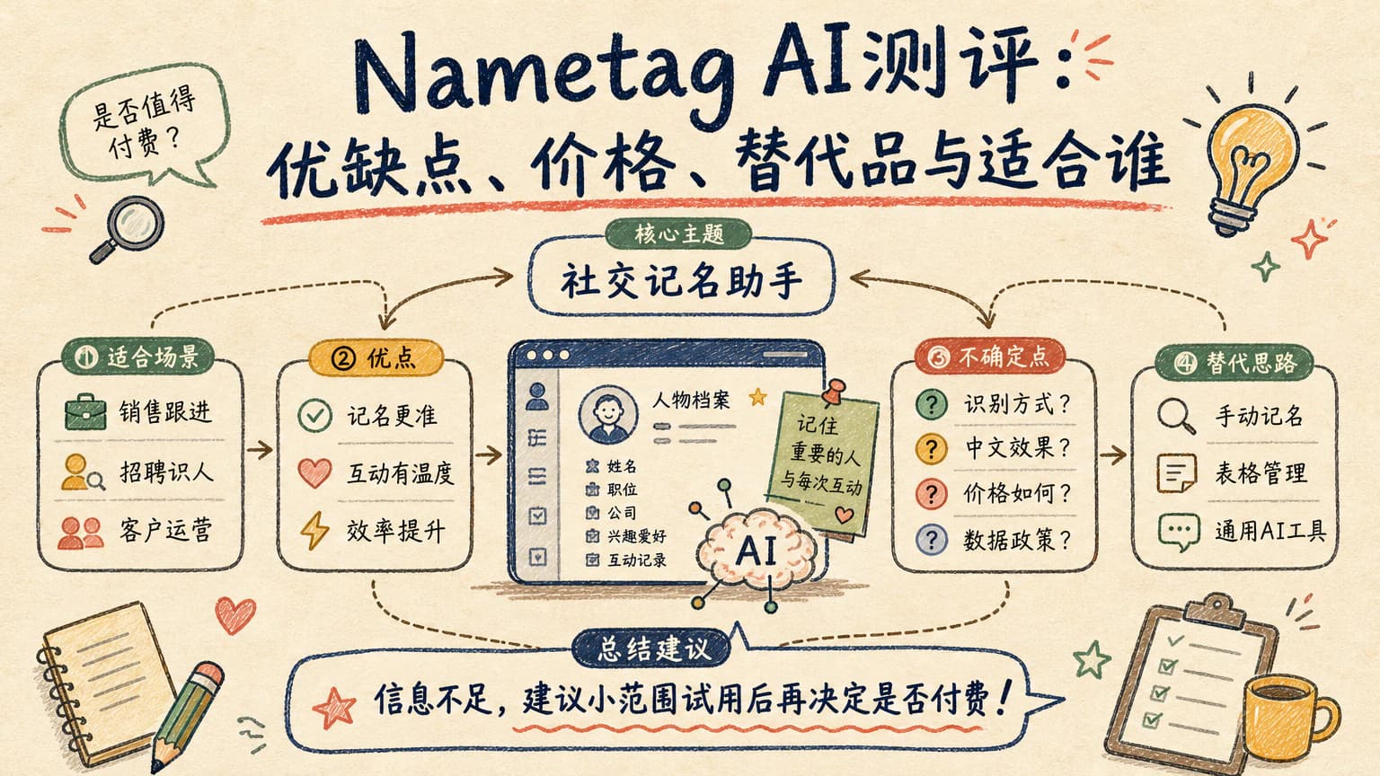 Nametag AI测评:优缺点、价格、替代品与适合谁