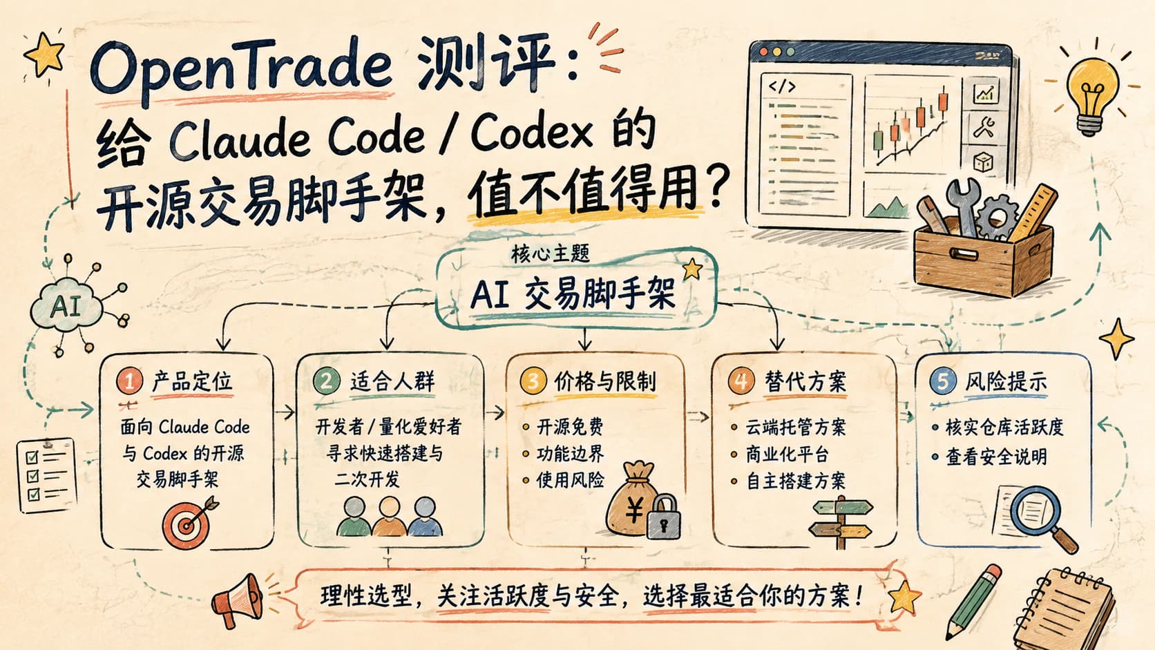 OpenTrade 测评:给 Claude Code / Codex 的开源交易脚手架,值不值得用?