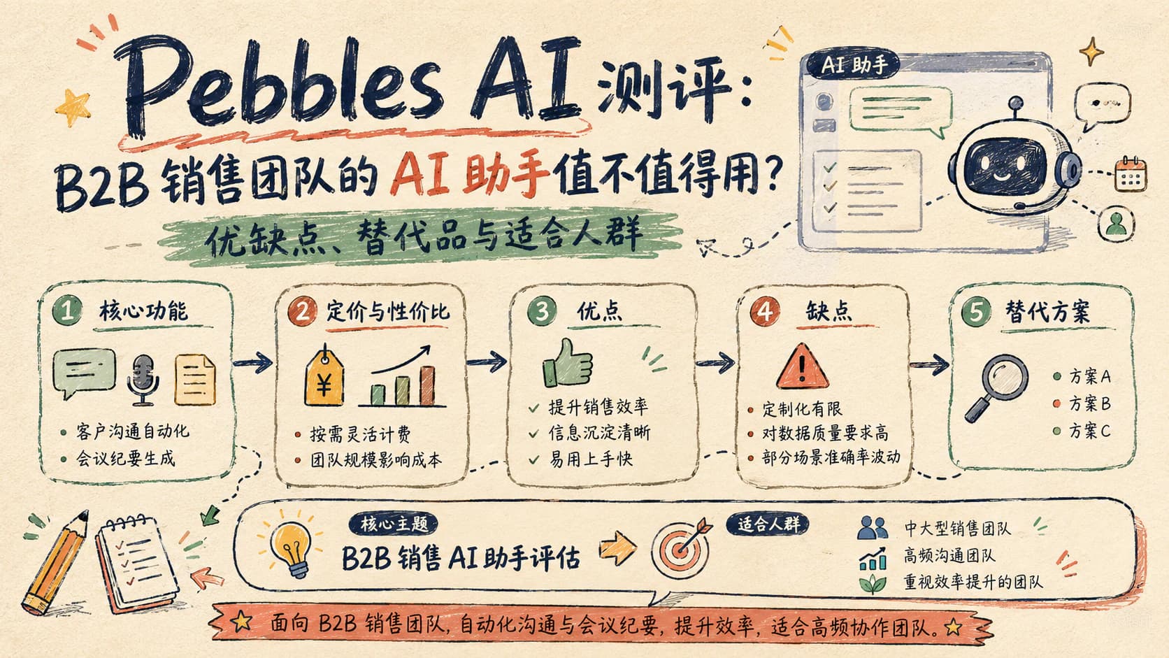 Pebbles AI 测评:B2B 销售团队的 AI 助手值不值得用?优缺点、替代品与适合人群