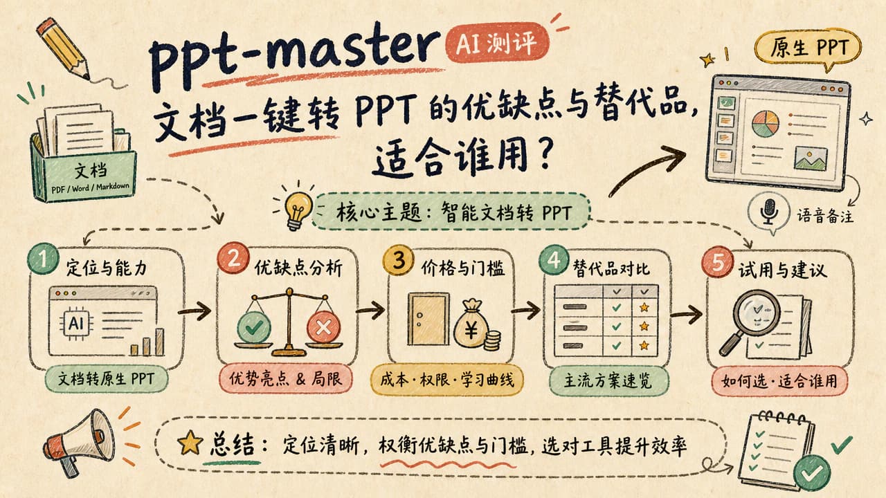 ppt-master AI 测评:文档一键转 PPT 的优缺点与替代品,适合谁用?