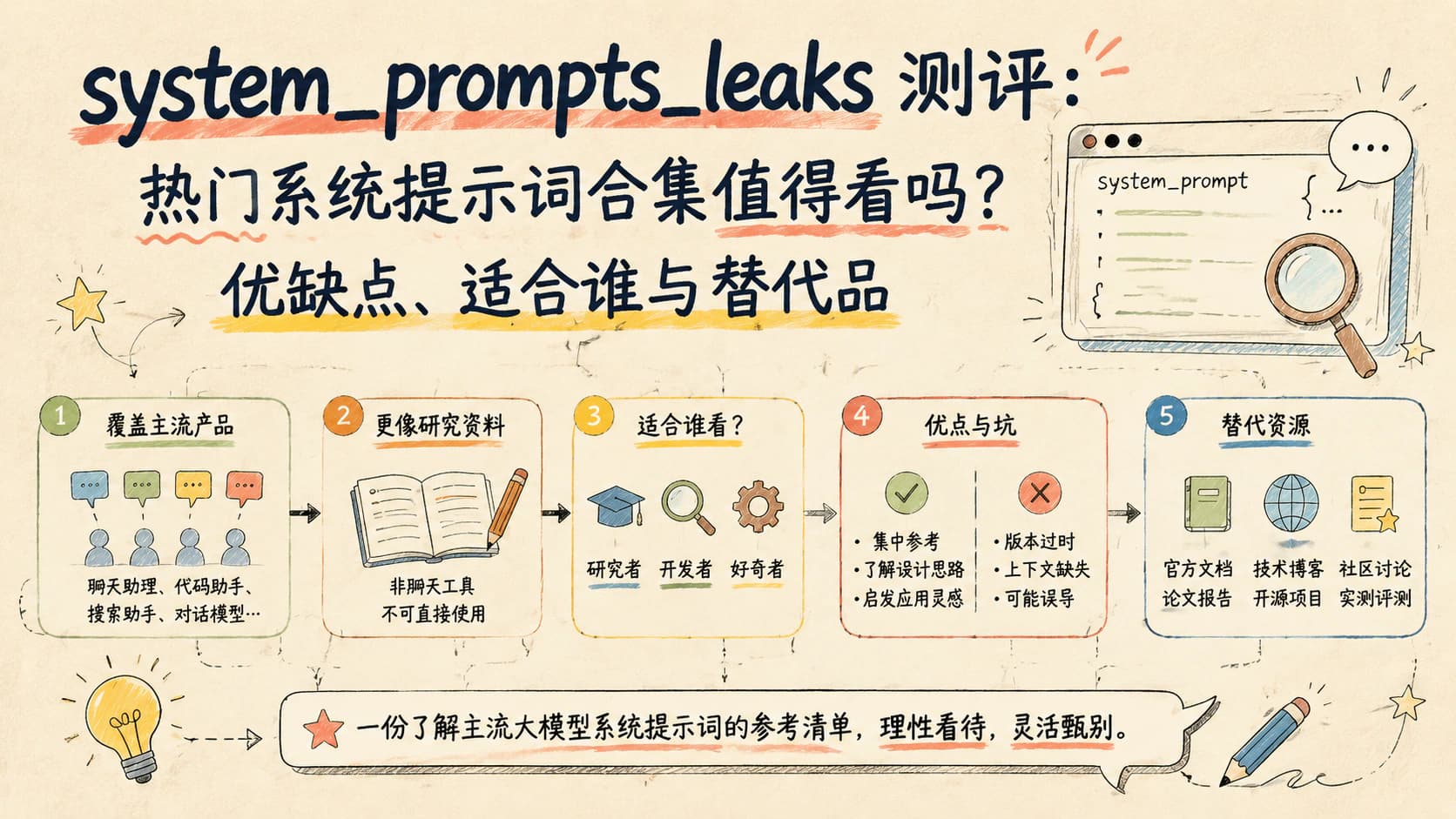 system_prompts_leaks 测评:热门系统提示词合集值得看吗?优缺点、适合谁与替代品