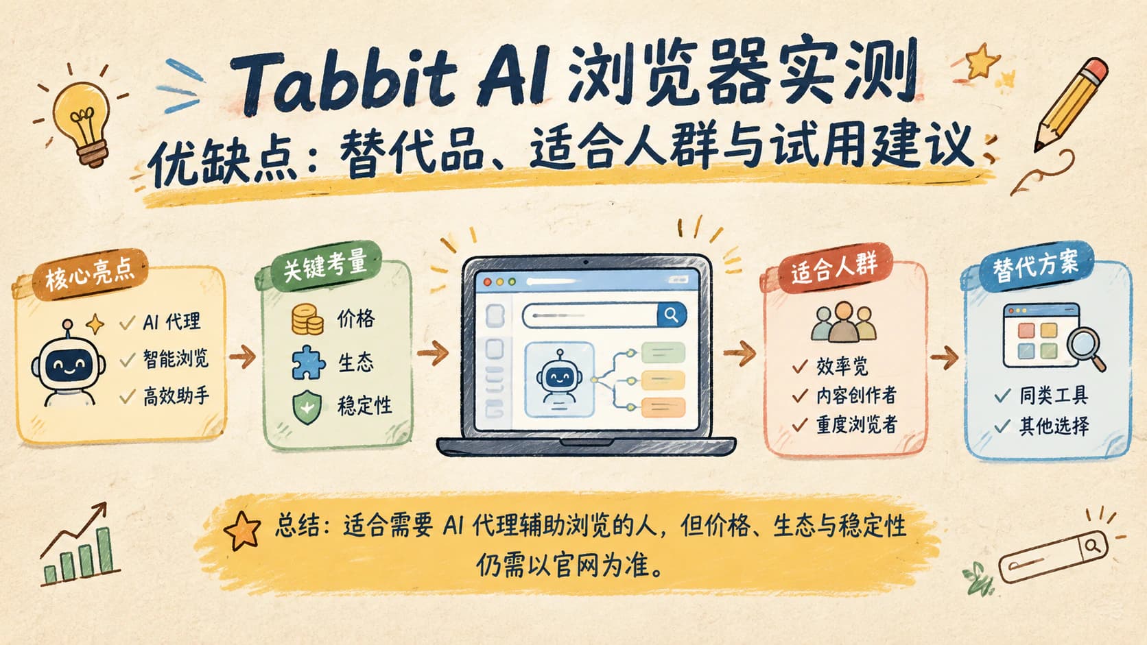 Tabbit AI 浏览器实测优缺点:替代品、适合人群与试用建议