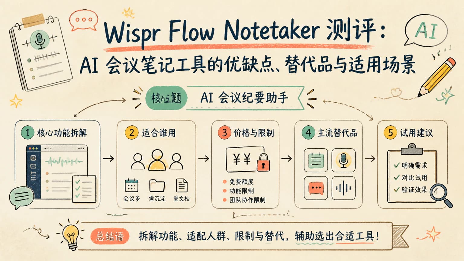 Wispr Flow Notetaker 测评:AI 会议笔记工具的优缺点、替代品与适用场景